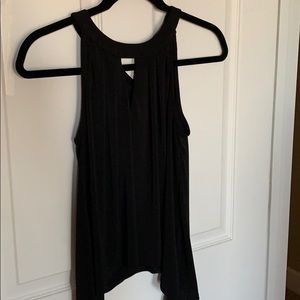 Black Top with Long Sides and Gold Button